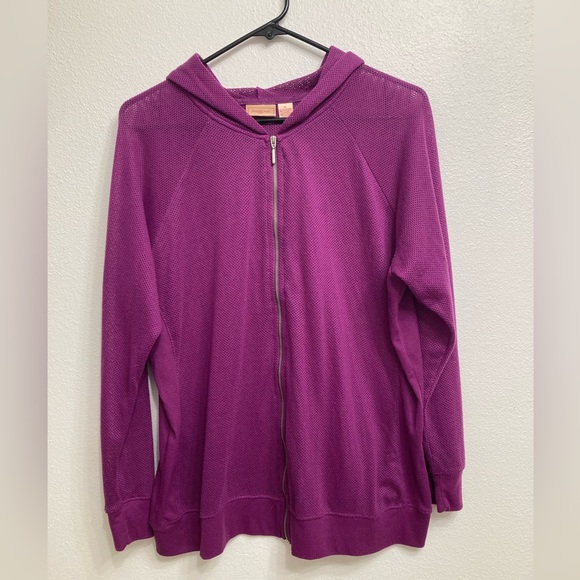 💙 North Crest Women’s Mesh Zip Up Hoodie, Lightweight, Purple - Size Large - Picture 1 of 5